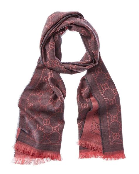 gucci fringed wool jacquard scarf|gg jacquard pattern knitted scarf.